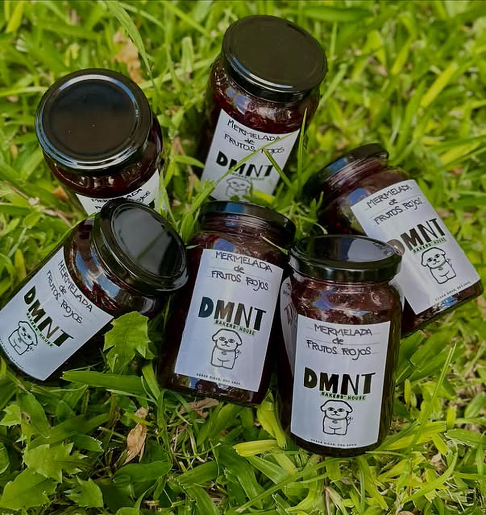Frascos de mermelada artesanal DMNT de frutos rojos